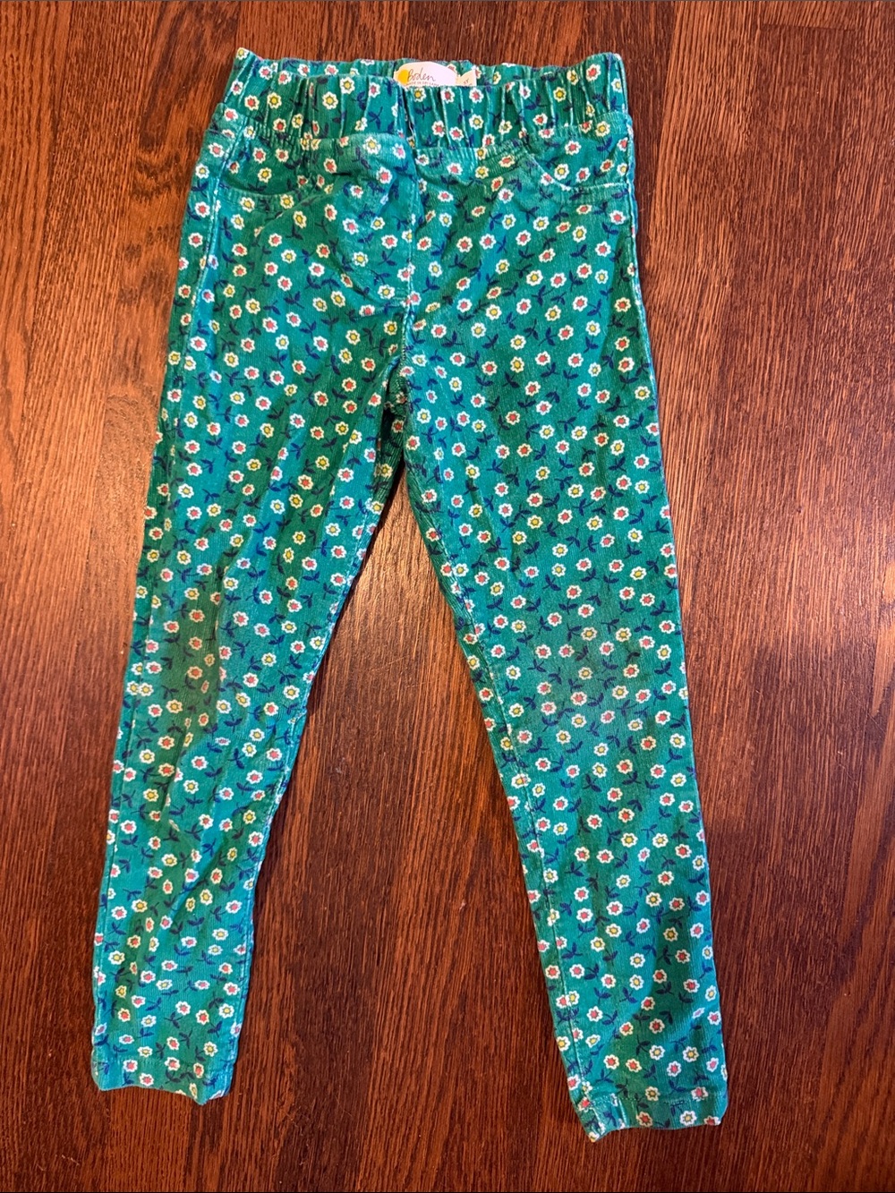 Mini Boden Green Floral Leggings with White & Yellow Daisies